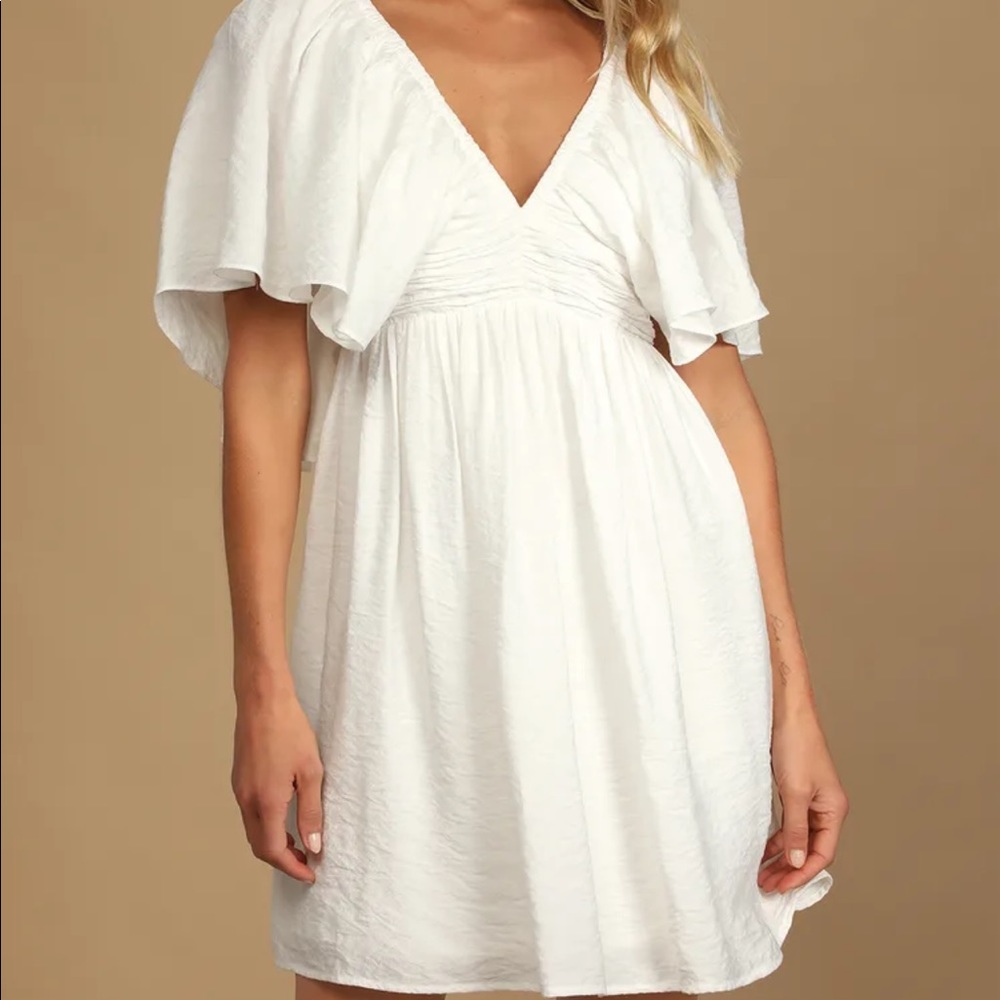 Santorini Dream White Short Sleeve Mini Dress